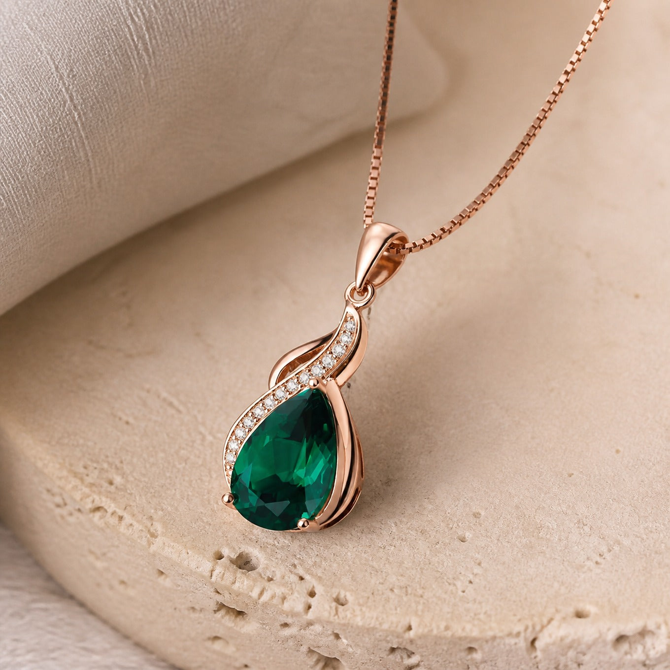 Emerald Teardrop Pendant Necklace