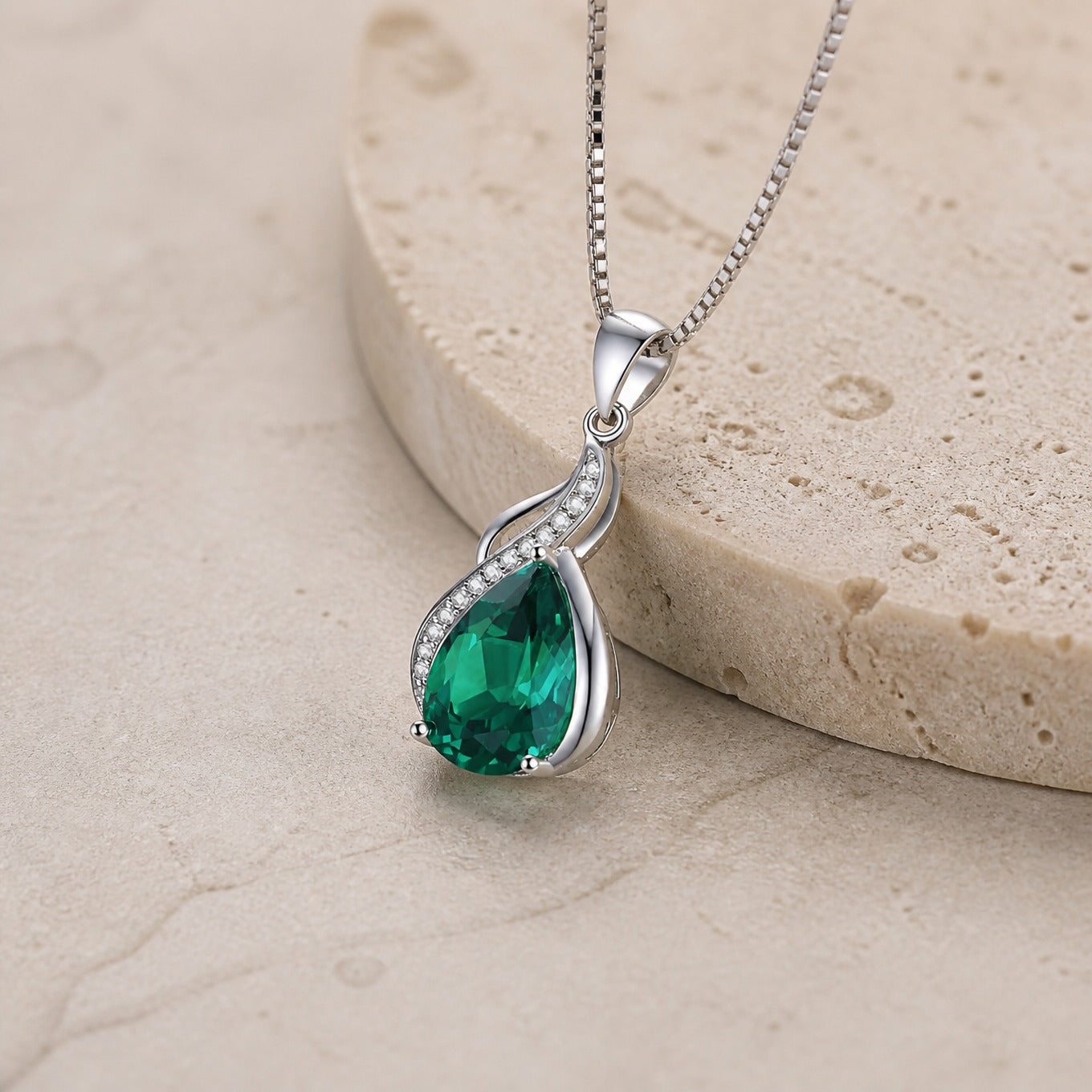 Emerald Teardrop Pendant Necklace