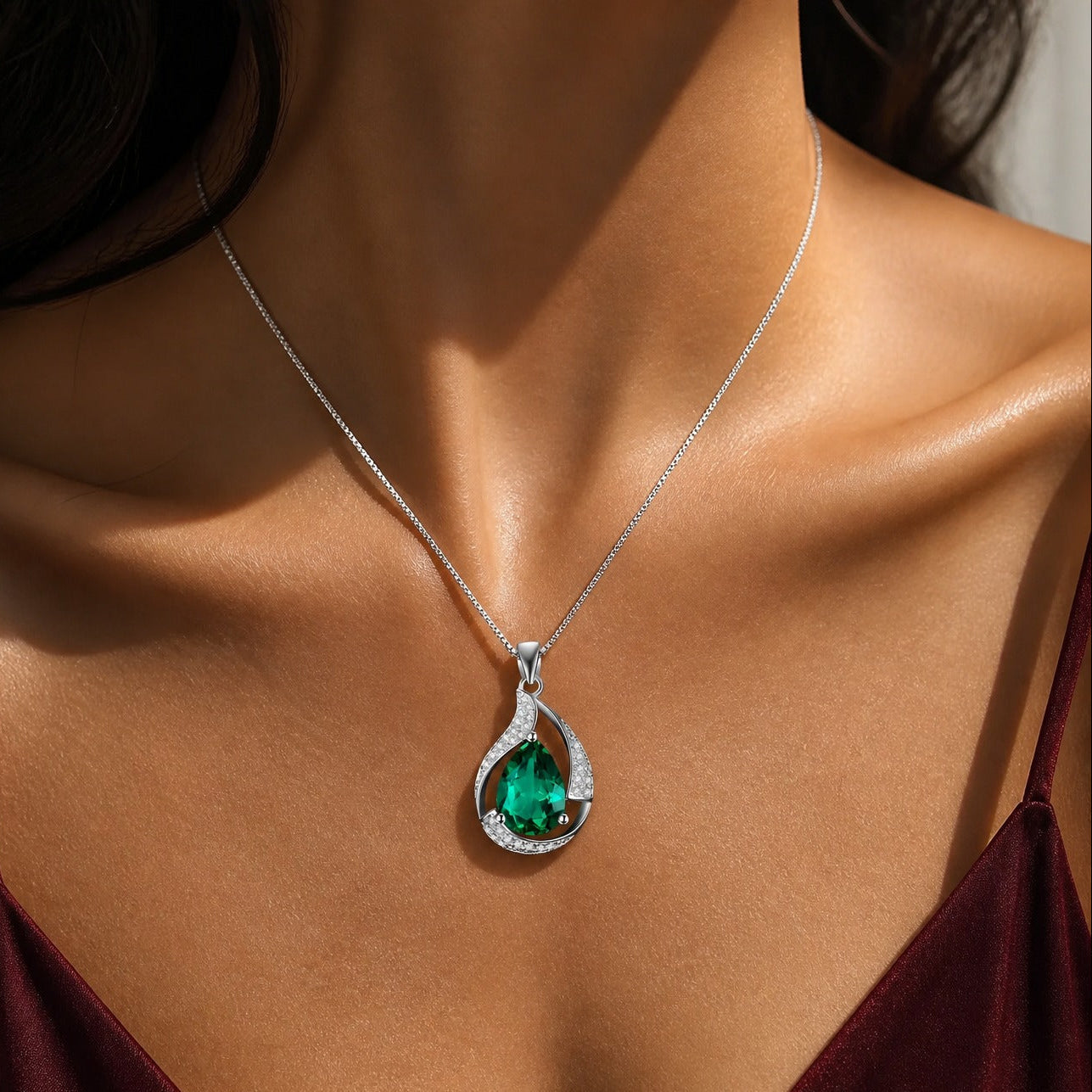 Emerald Whisper Pendant Necklace