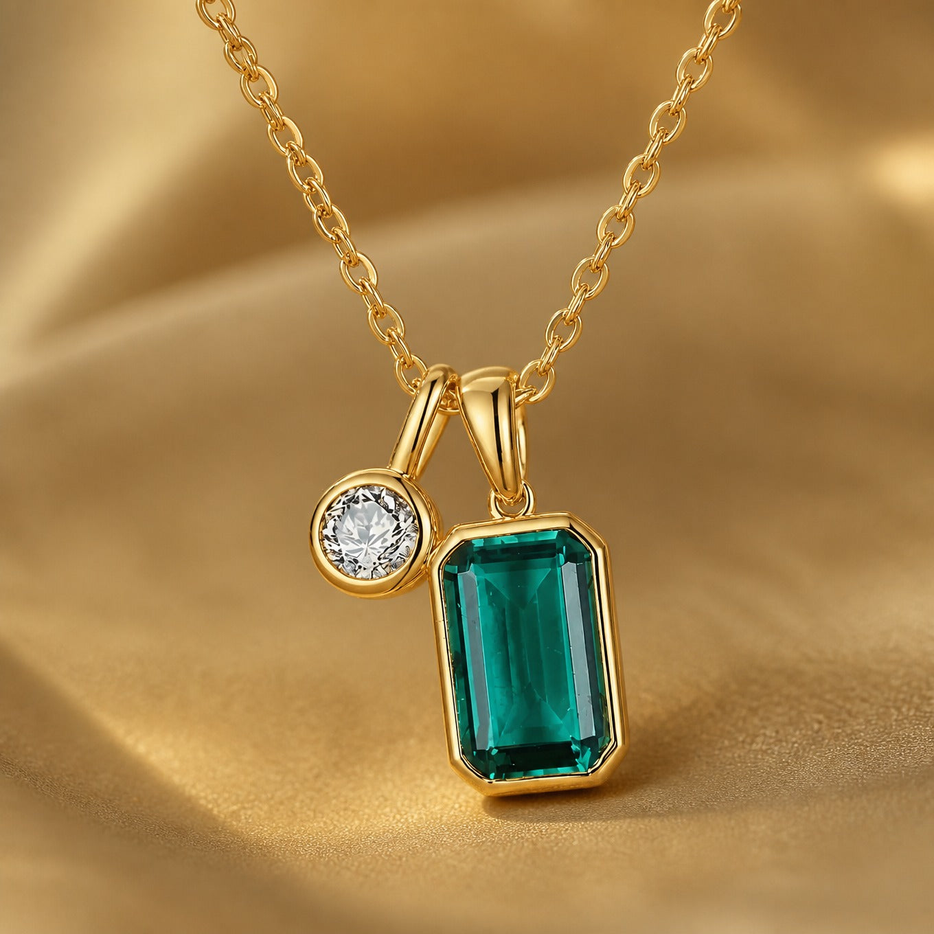 Emerald Statement Gold Necklace
