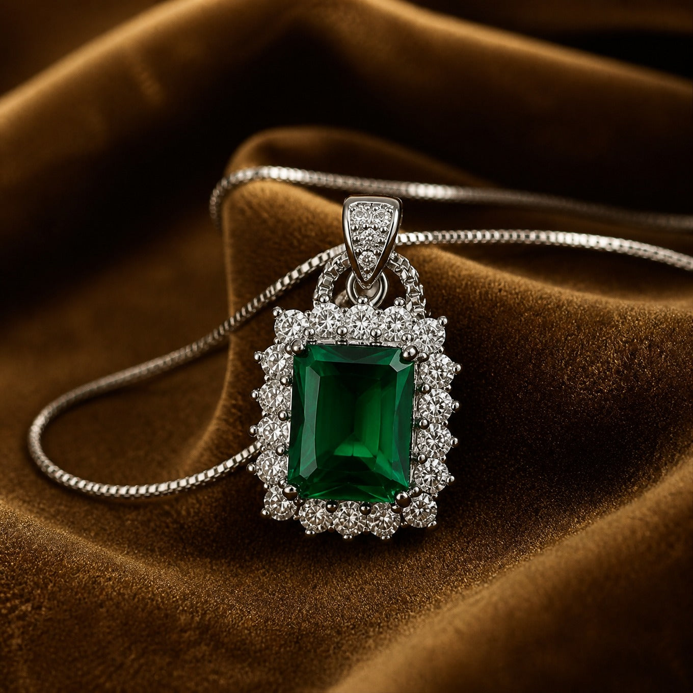Emerald Lumière White Gold Necklace