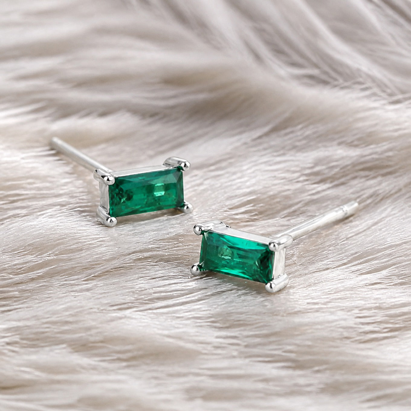 Emerald Prism Stud Earrings