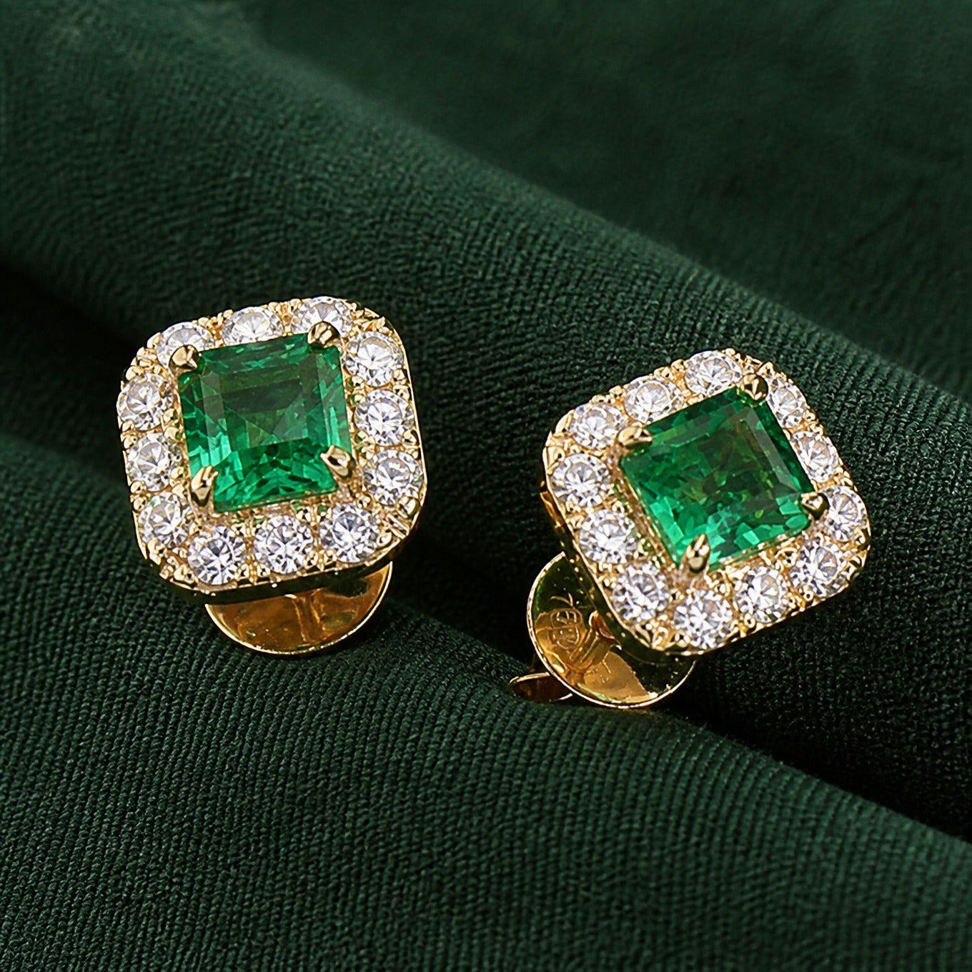 Emerald Monolith Stud Earrings