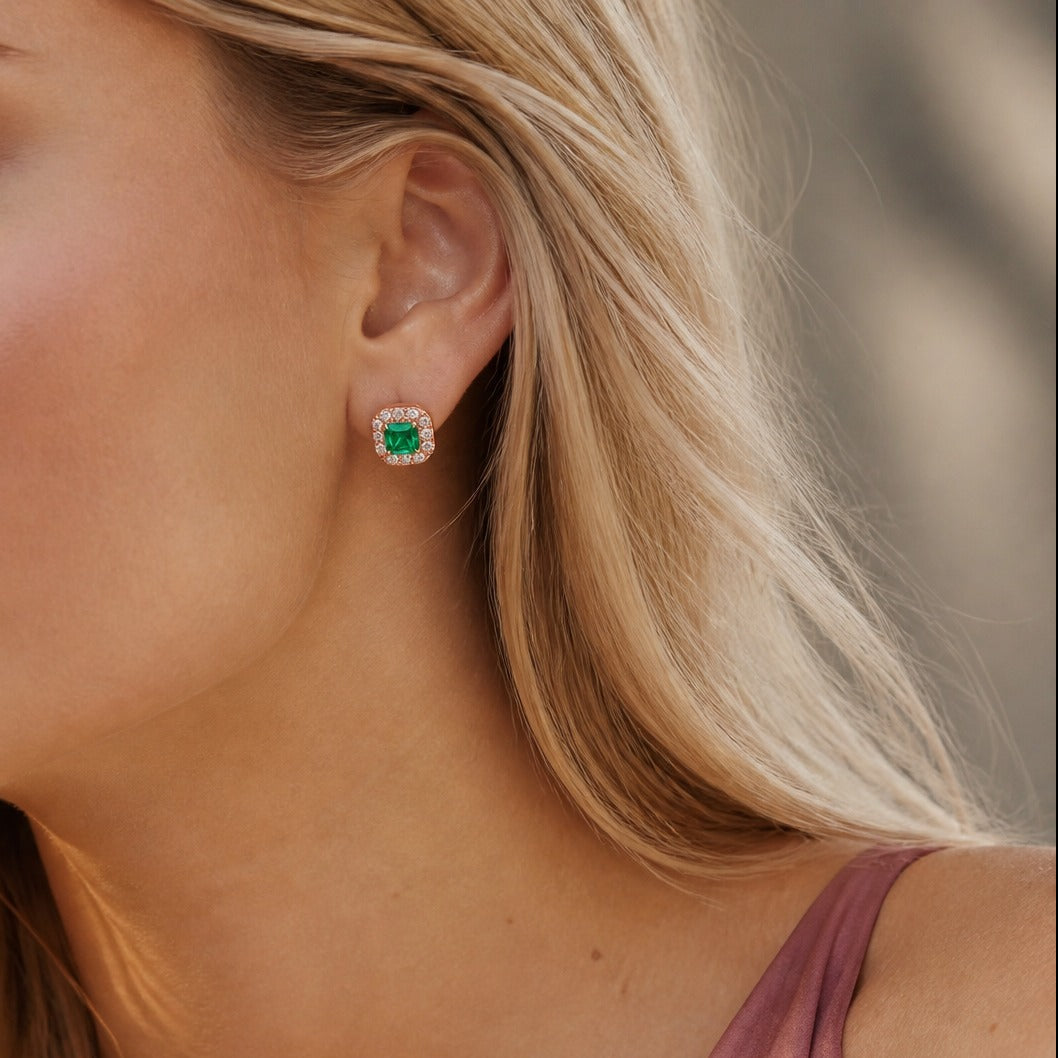 Emerald Monolith Stud Earrings