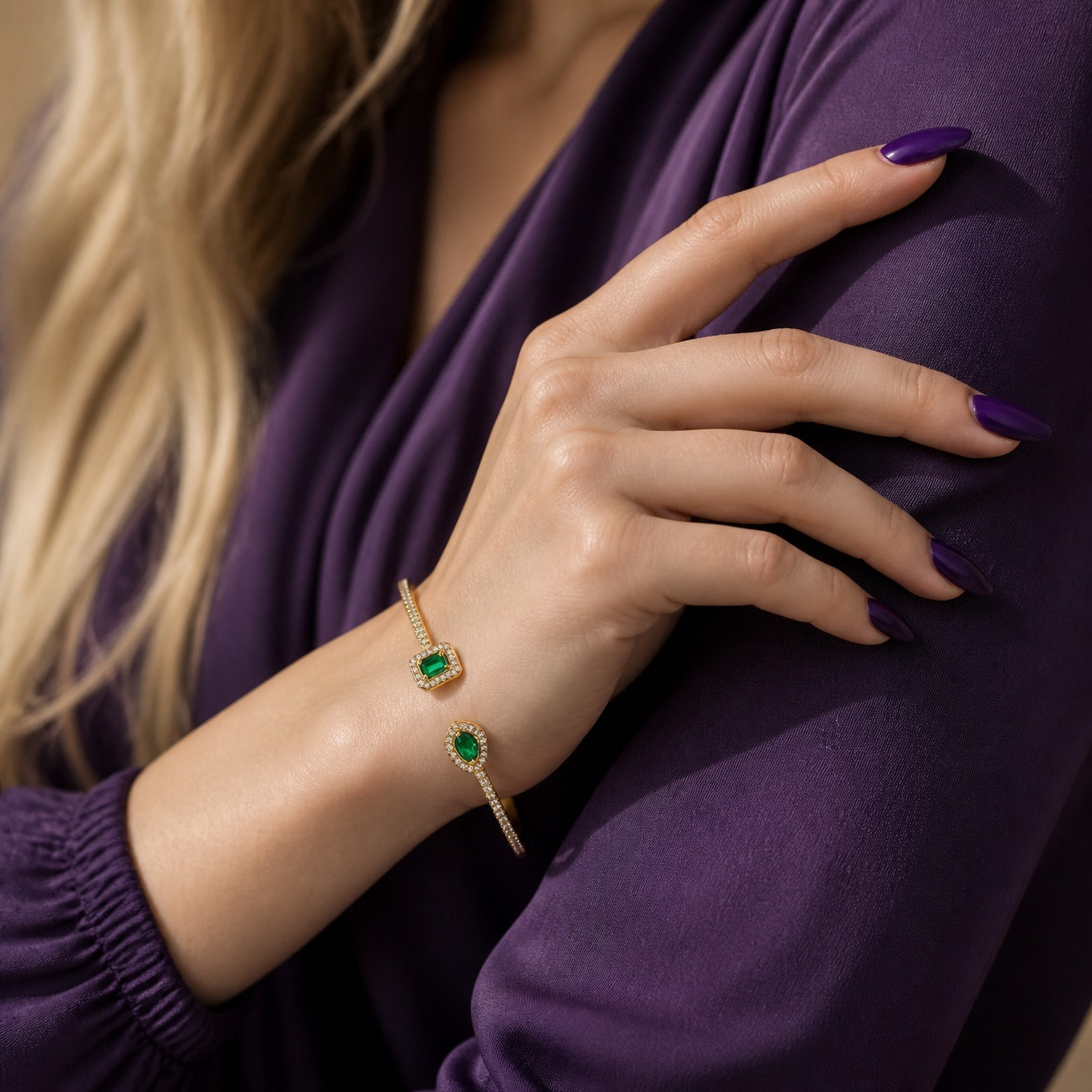 Emerald Polygon Bangle Bracelet