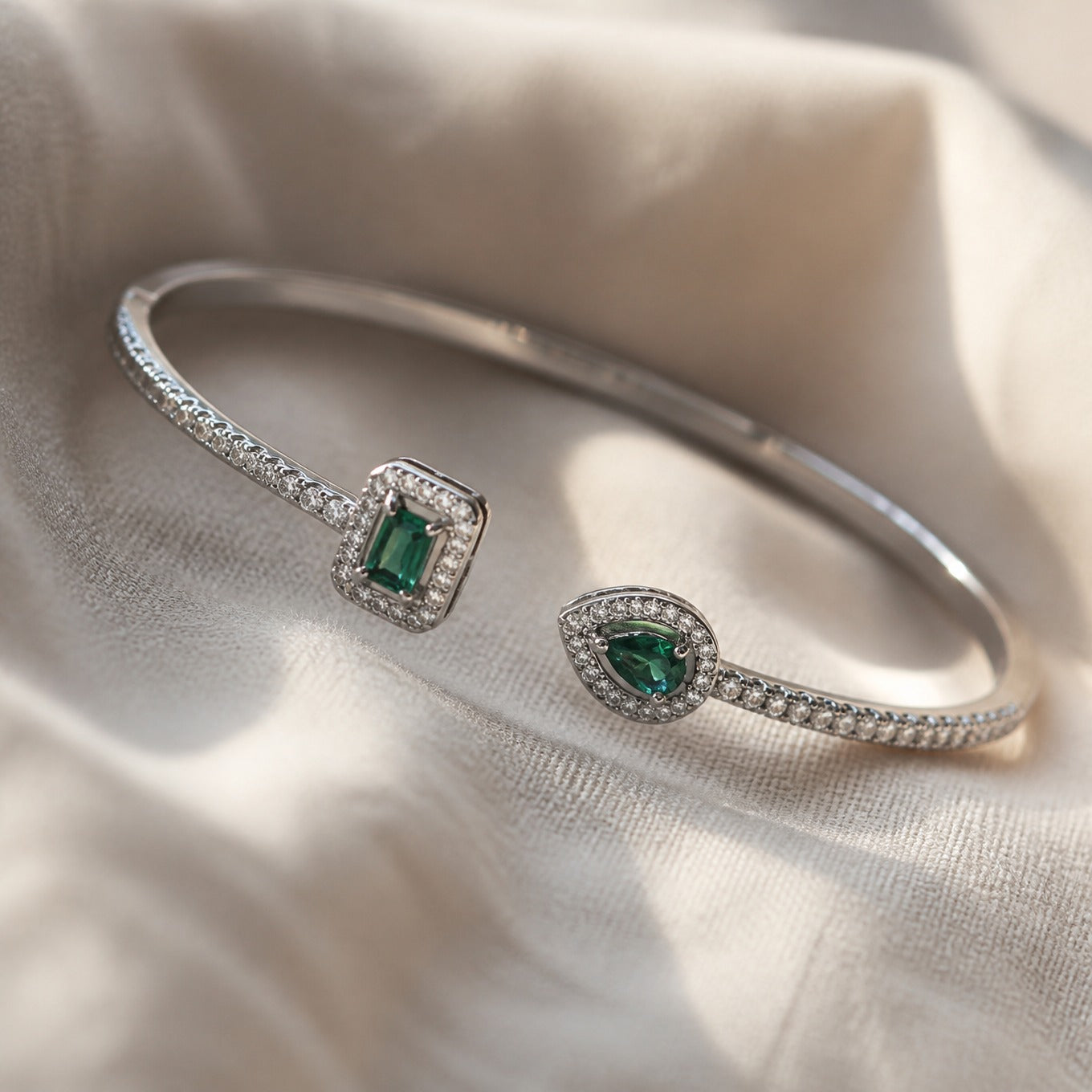 Emerald Polygon Bangle Bracelet
