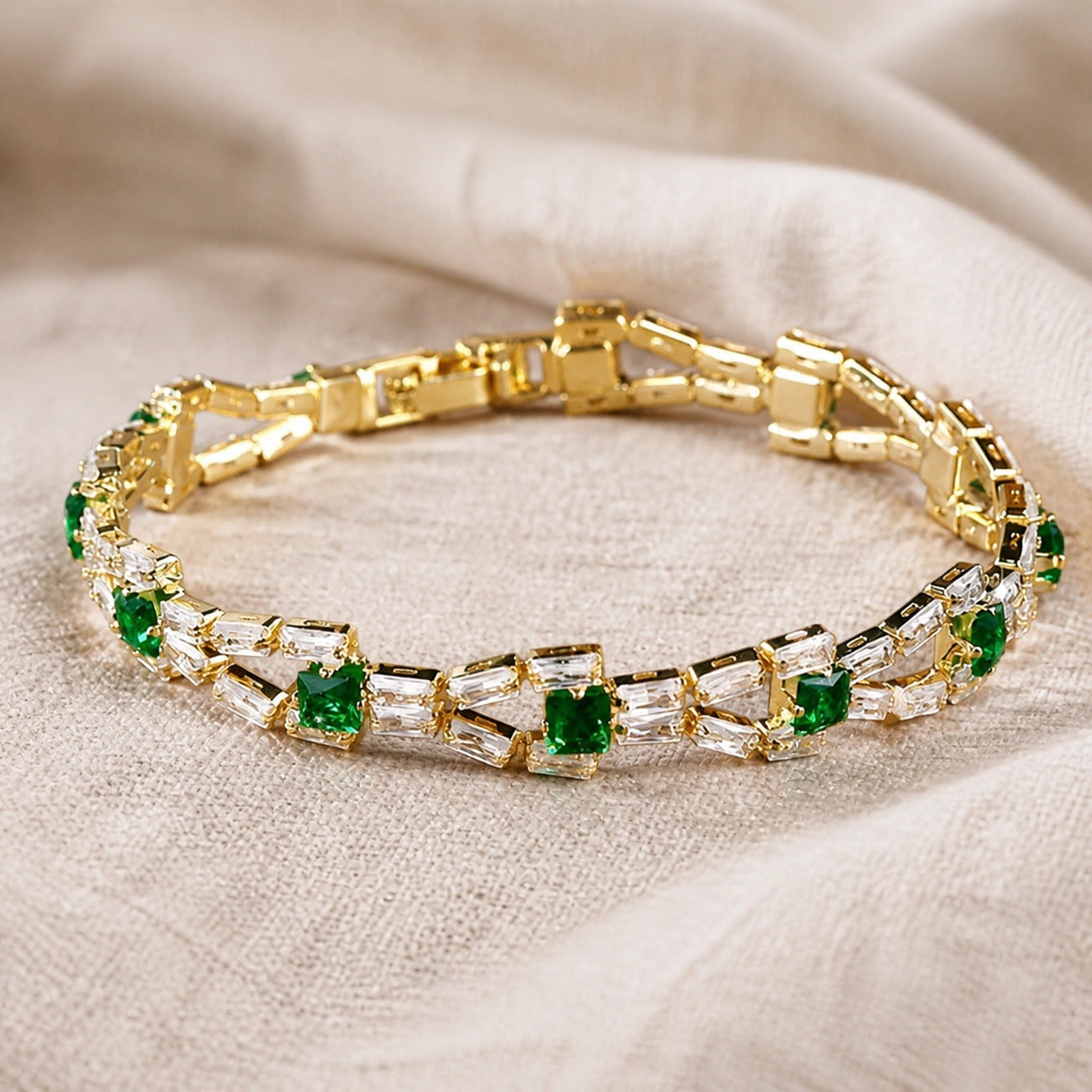 Emerald Echelon Tennis Bracelet