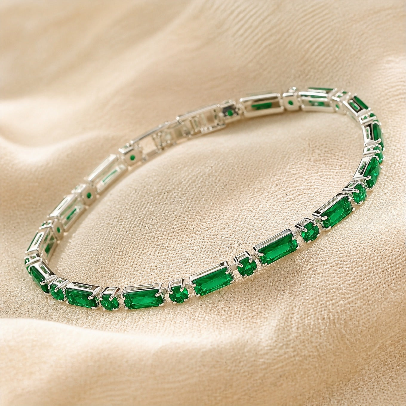 Emerald Halo Tennis Bracelet