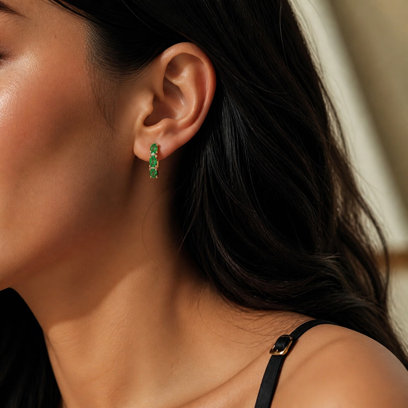 Emerald Silhouette Drop Earrings