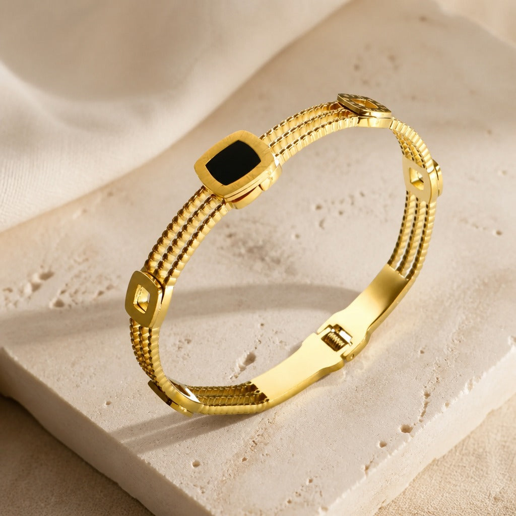 Celeste Onyx Gold Bangle