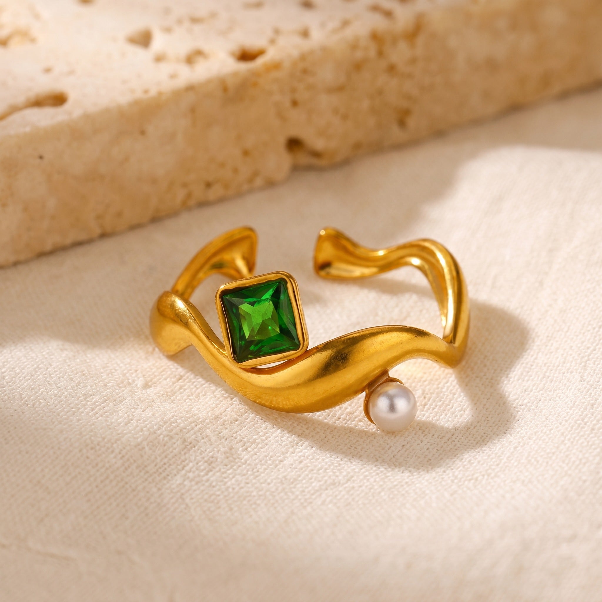 Emerald Pearl Whisper Ring