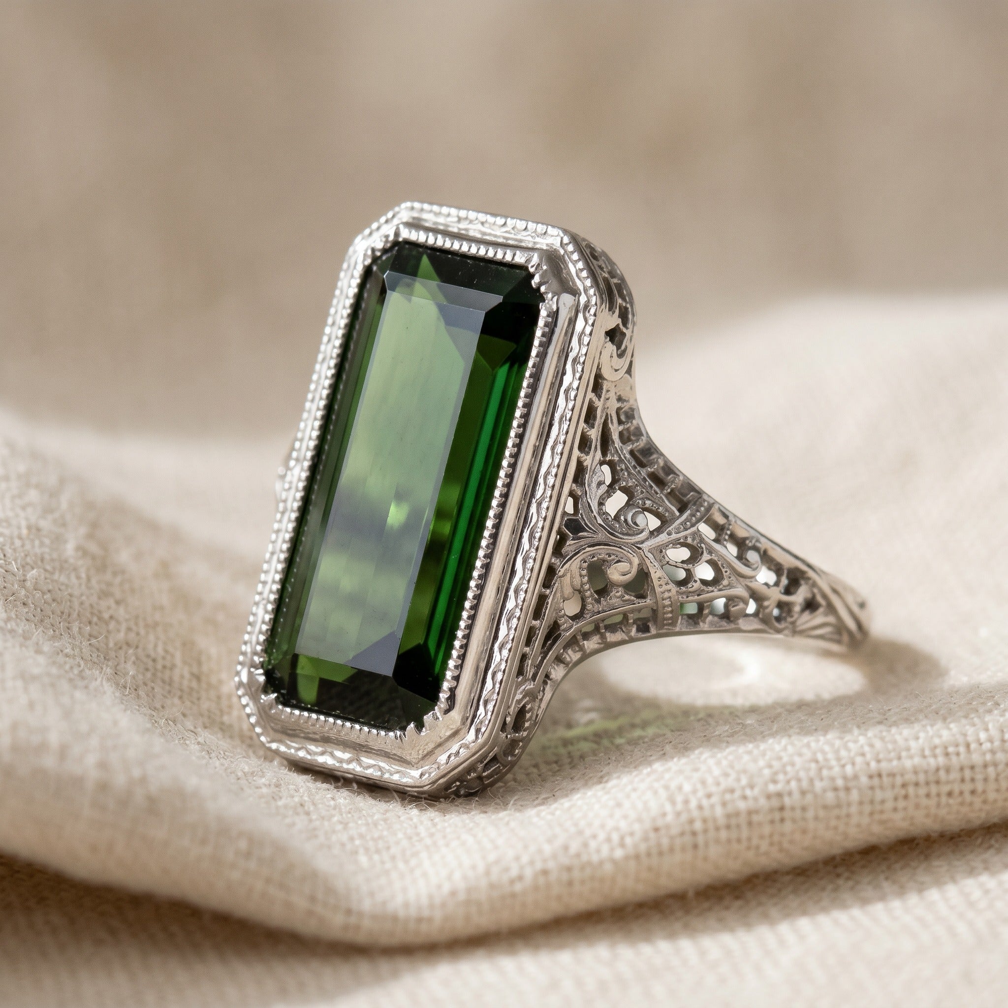 Regal Emerald Silver Ring