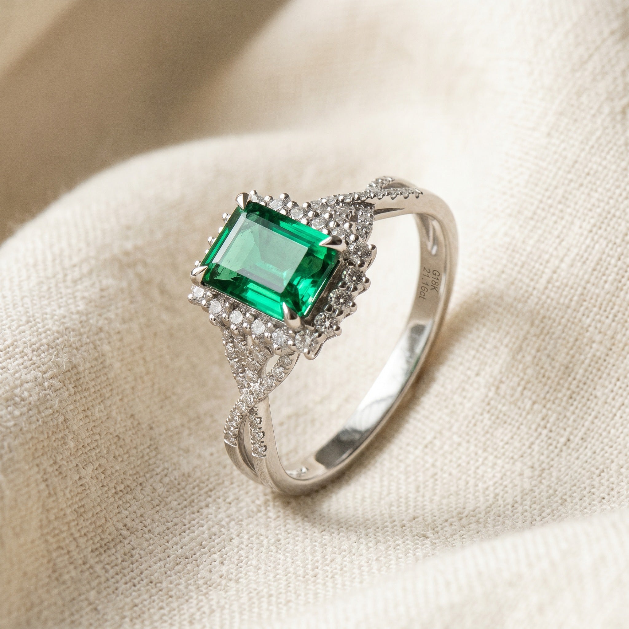 Emerald Majesty Moissanite Ring