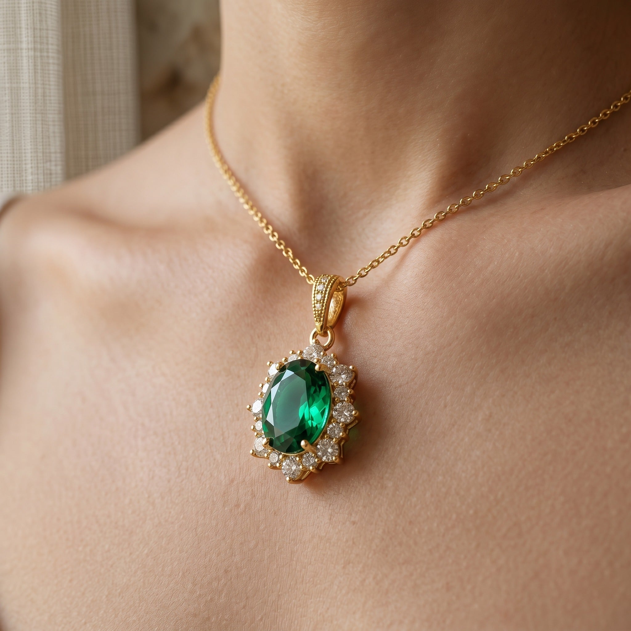 Emerald Silhouette Pendant Necklace