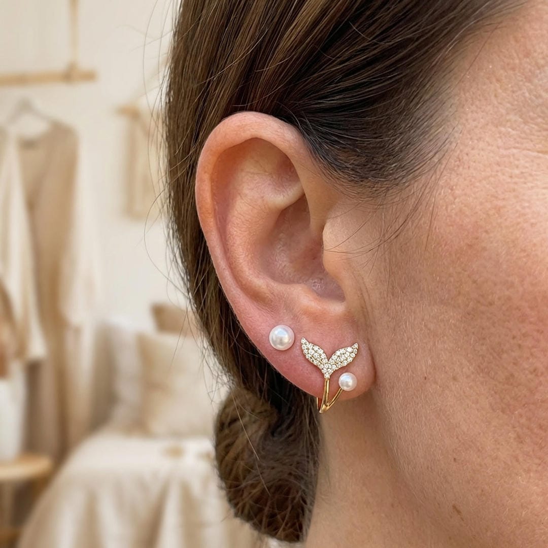 Pearl Whale Tail Ear Cuff