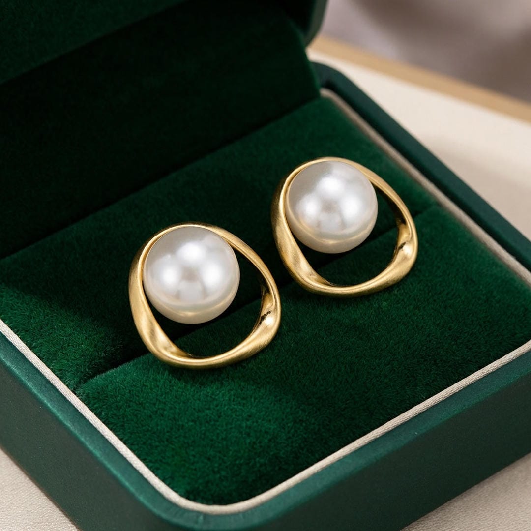 Organic Halo Pearl Stud Earrings
