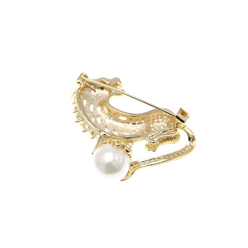 Pearl Guardian Lion Brooch