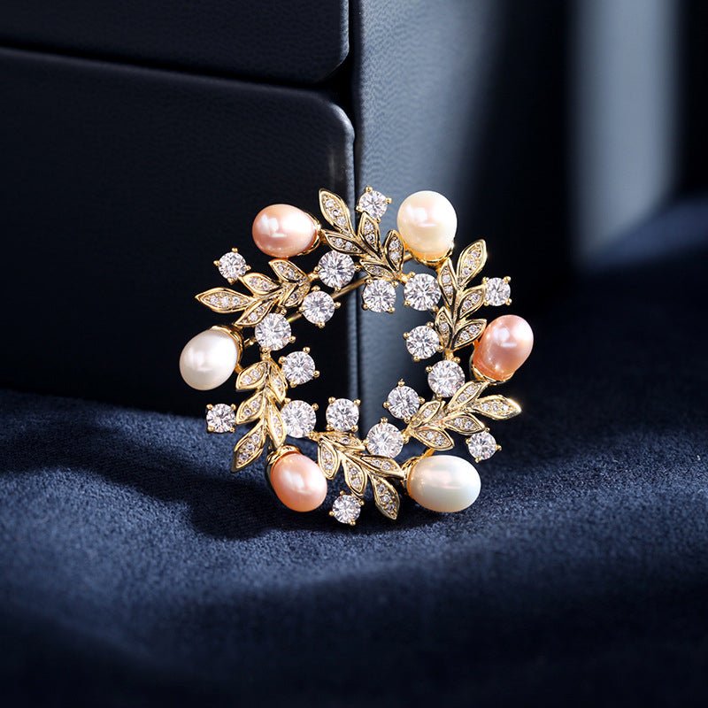 Pearl Laurel Brooch