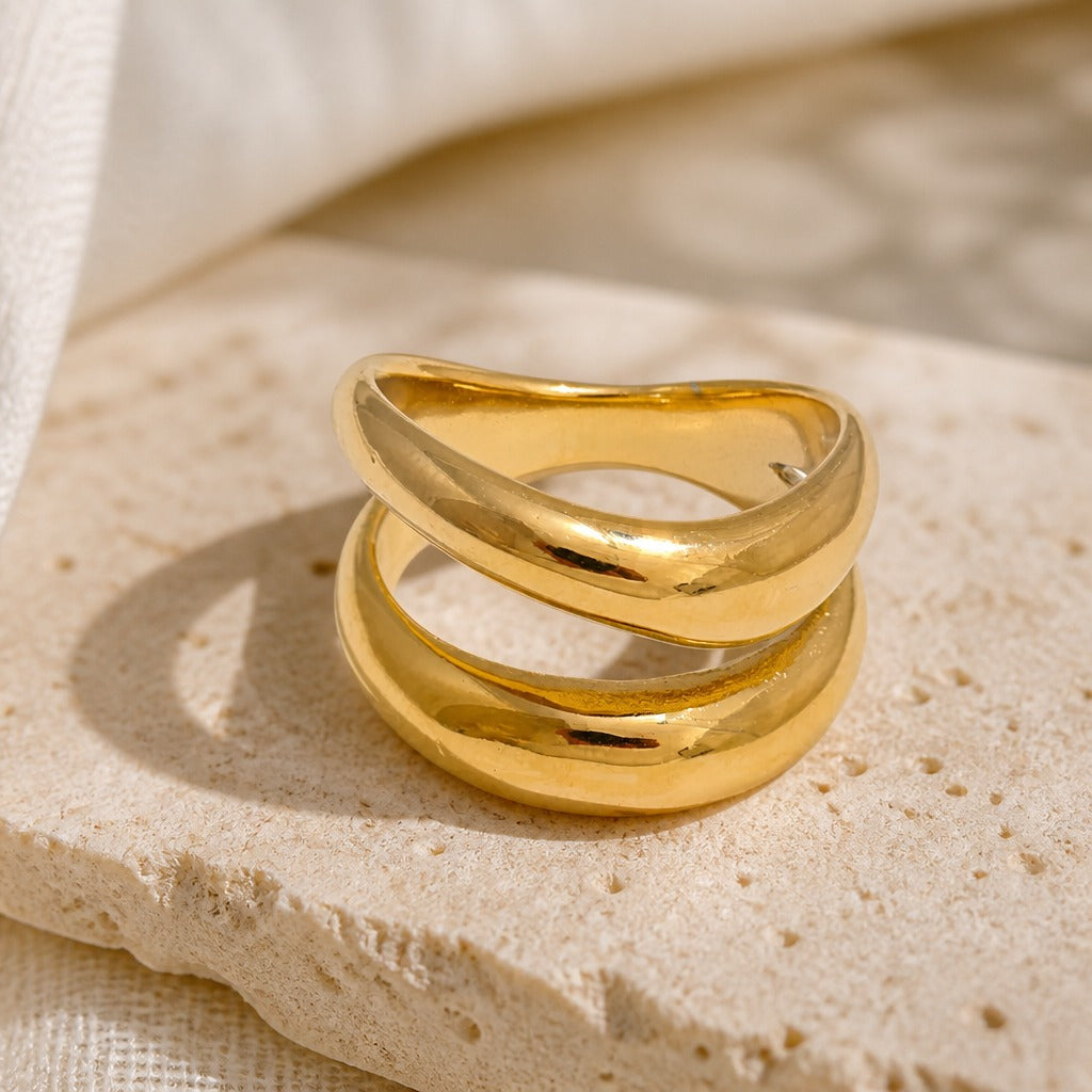 Elevated Double Curve Ring