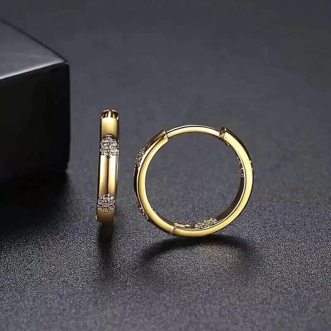 Vintage Golden Flower Hoop Earrings