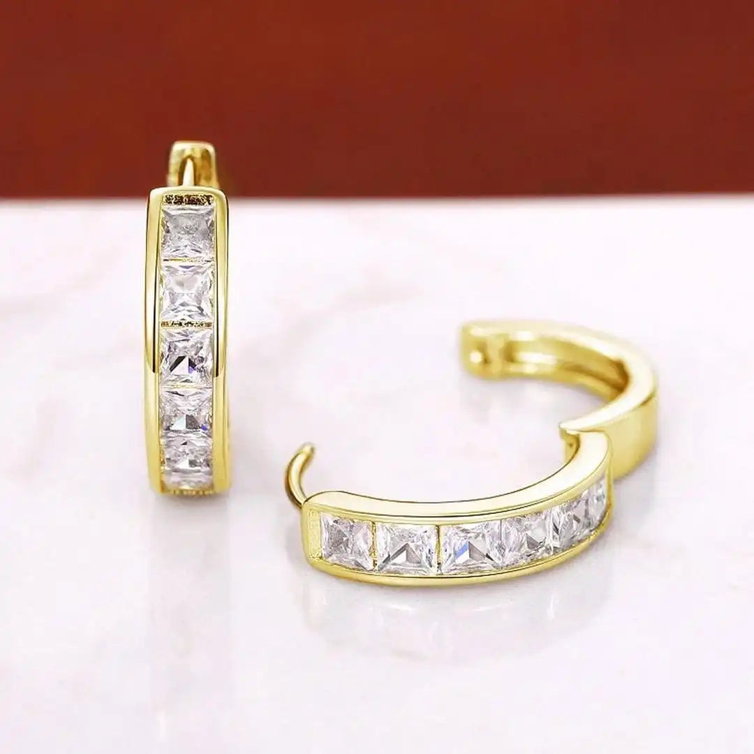 Gold Crystal Hoop Earrings